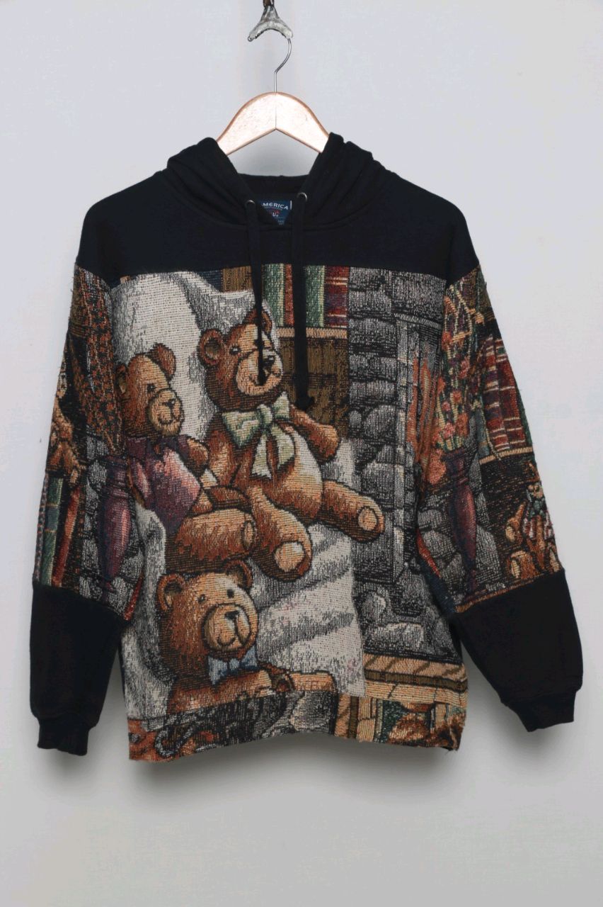 Reworked Men Hoodies made using Men Vintage Hoodies and Vintage Printed Darri, Style # CR859.